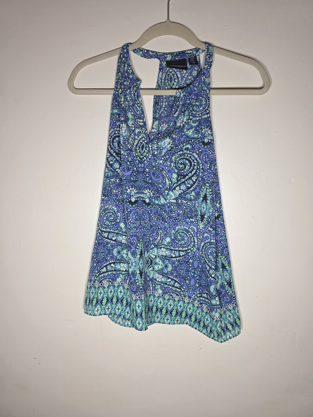 Cynthia Rowley Blue & Teal Paisley Tank